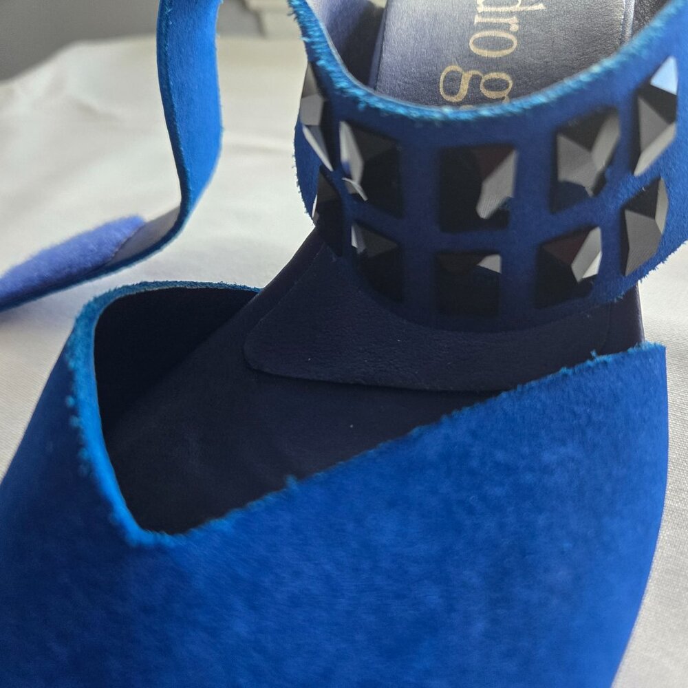 PEDRO GARCIA ROYAL BLUE SUEDE PEEP - TOE SANDALS (SIZE - 40) - Picture 11 of 15
